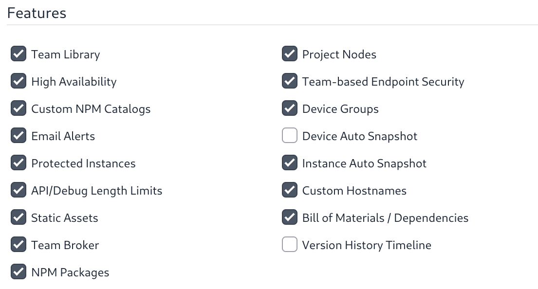 sceen shot of team type features